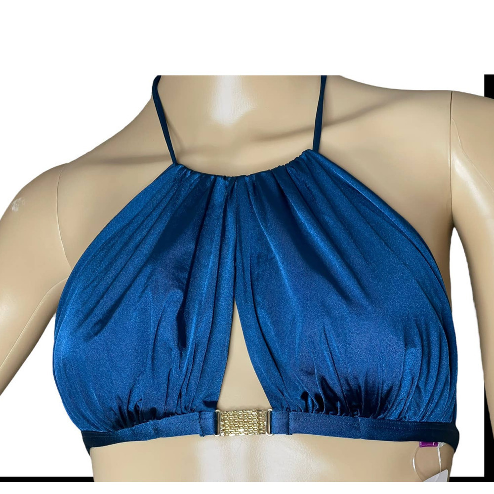 L'Agent by Agent Provocateur Tania Bikini Top in Blue Halter Style XS New‎